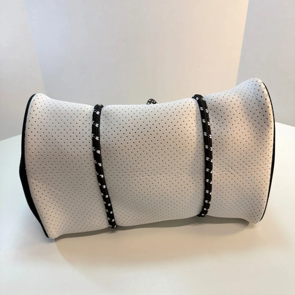 No Boundaries Neoprene Tote Bag White Black Colorblock Perforated Athleisure